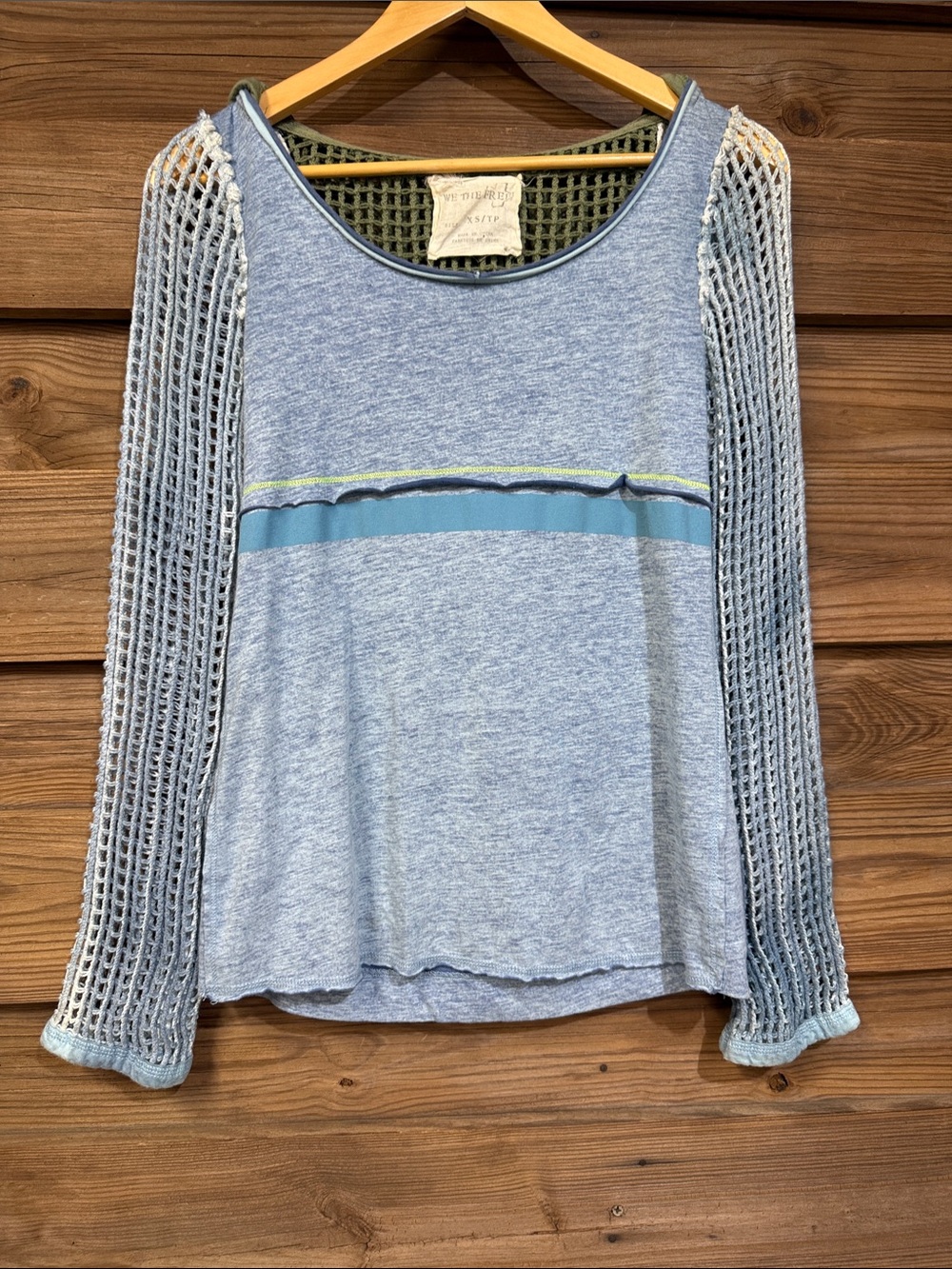 We The Free Hooded Crochet-Sleeve Top